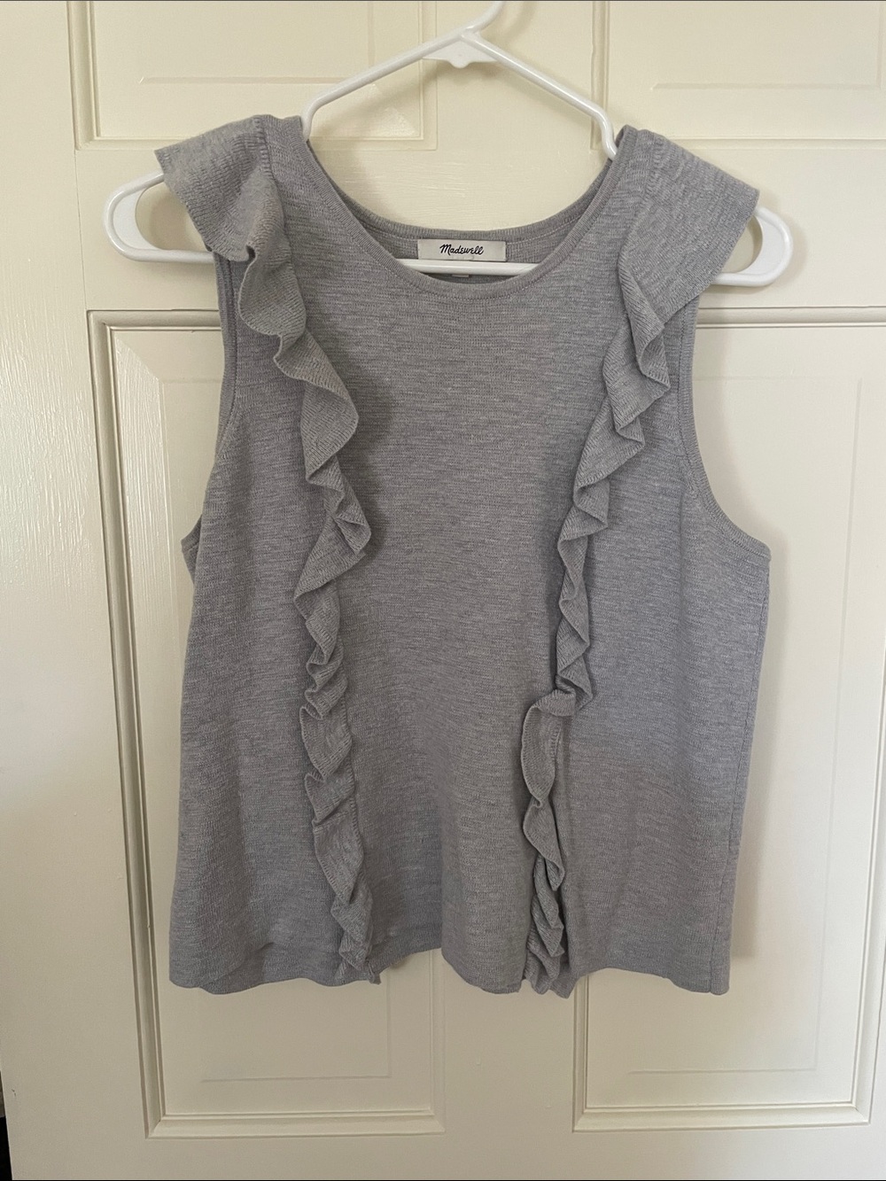 Madewell Light Gray Ruffle Knit Tank
